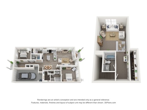 Floor plan for 3 beds, 3 baths, 1802 sqft